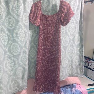 Purple dress with pink flowers